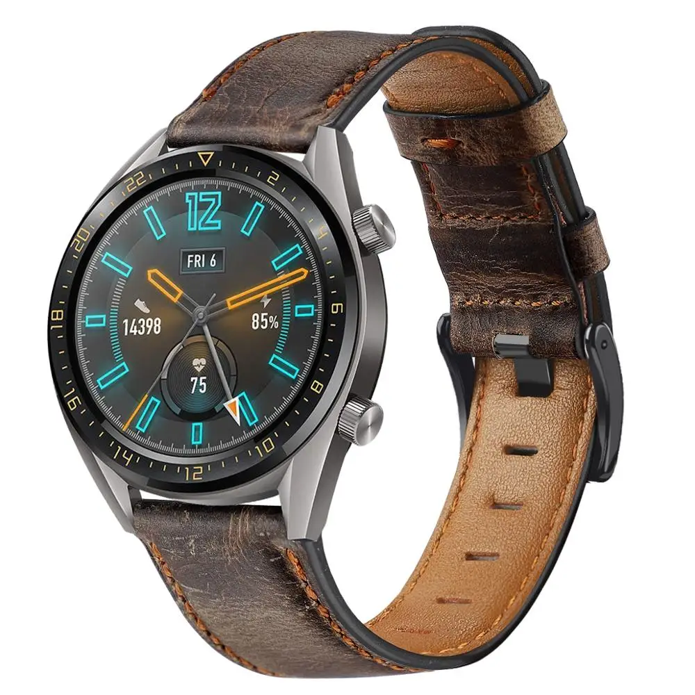 Ремешок для смарт-часов Huawei Watch GT/GT 2E/GT2 46 мм браслет из натуральной кожи TicWatch Pro Honor