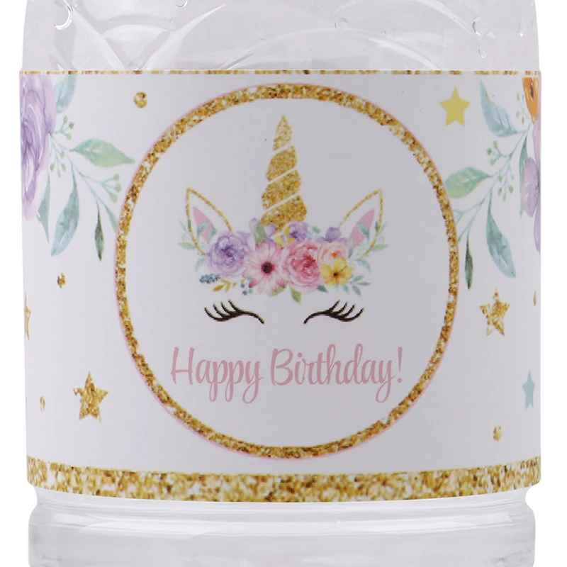 24 шт. наклейки на бутылки с единорогом для детского душа украшение вечеринки в