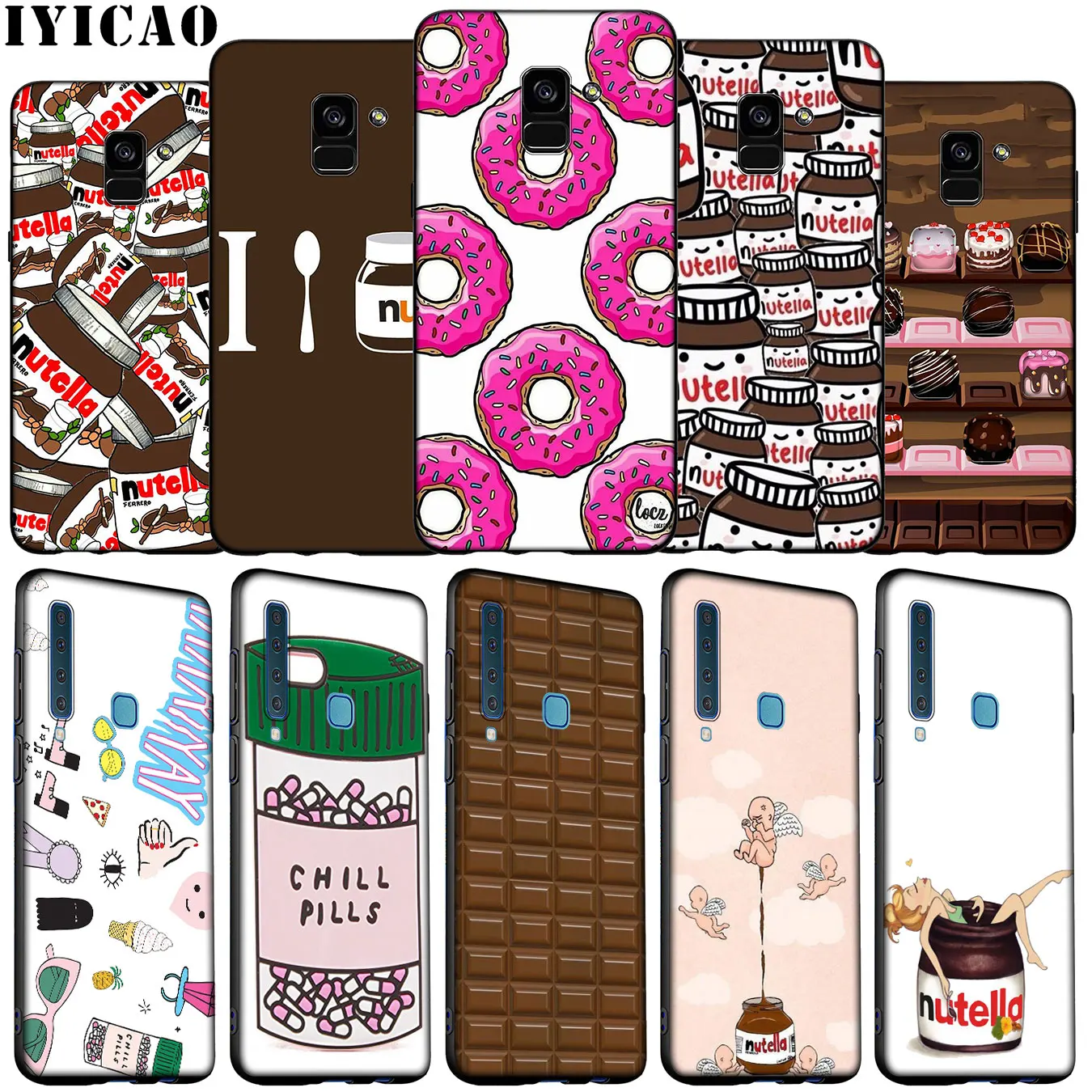 IYICAO Chills Pills Chocolate Nutella Soft Silicone Case for Samsung Galaxy A6 A9 A8 A7 2018 A3 A5 Note 9 8 10 Plus 20 Ultra | Мобильные