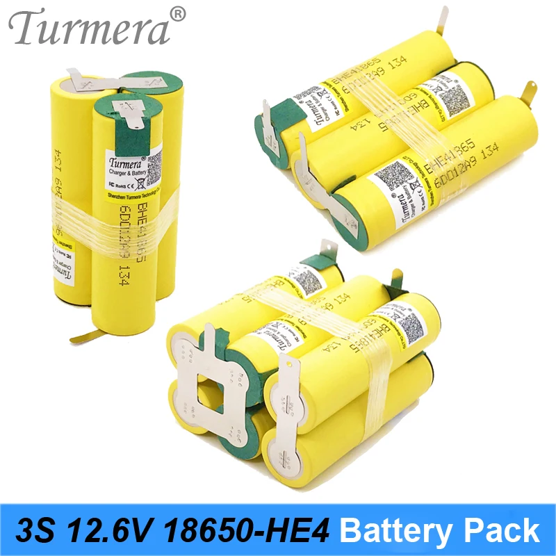 3S 12.6V 10.8V Battery Pack 18650 HE4 2500mah 20A 35A Discharge Current for shura screwdriver battery (customize)