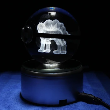

Entei Design Crystal Pokeball Lamp Desktop Paperweight Decoration Light Glass Ball With LED Colorful Base