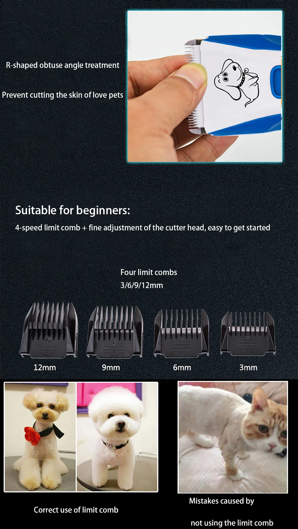 Electrical Pet Dog Hair Trimmers Waterproof Clippers Grooming Tool Rechargeable Cat Dog Professional Pet Grooming Clippers