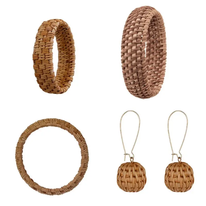 

Ethnic Handmade Natural Plant Straw Rattan Woven Earrings Bracelet Jewelry Women