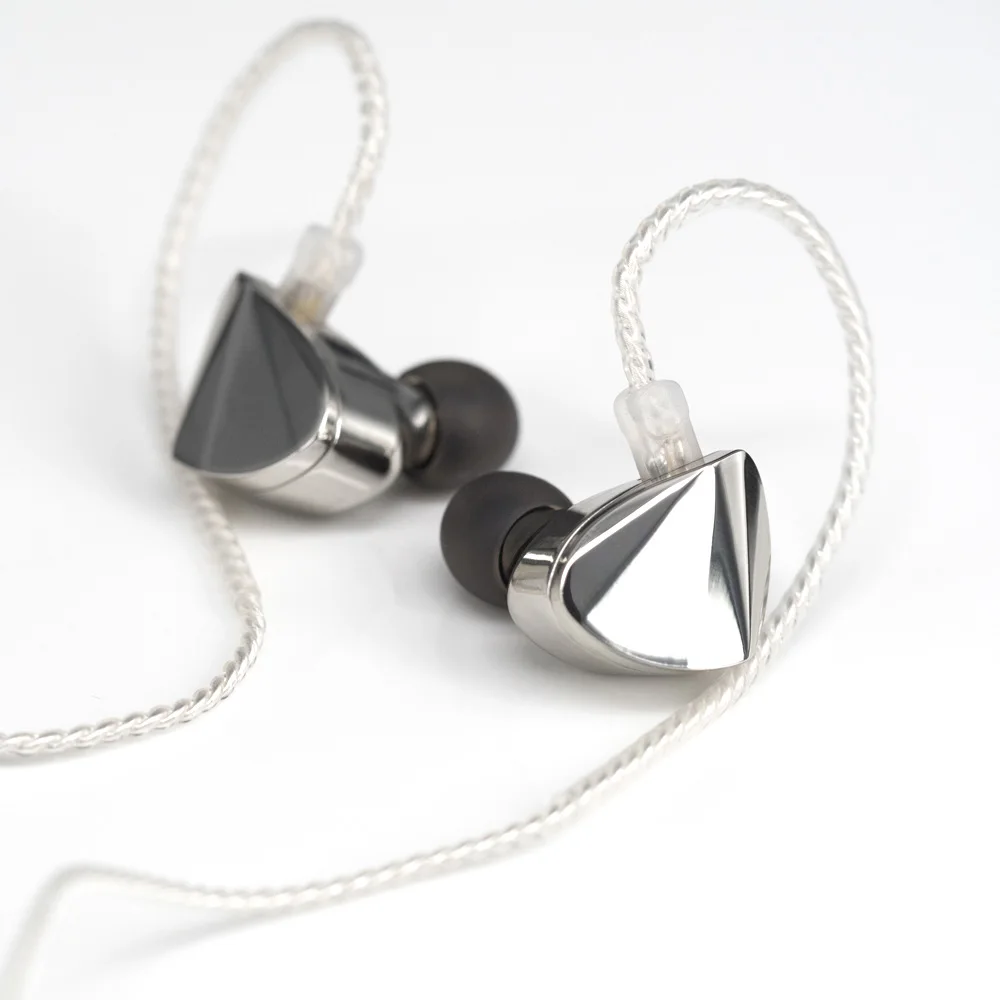 Серебристый Moondrop KXXS алмаз как углеродная диафрагма Динамический HIFI в ухо наушники контролировать этап IEM вкладыши покрытие металла съемный 2Pin - Цвет: Серебристый