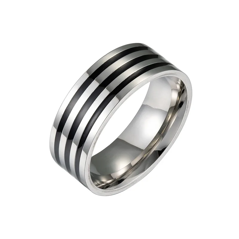 

8mm Black stripe Men Ring 100% Titanium ring Carbide Casual Men's 316L Stainless Steel Jewelry Wedding Bands Boyfriend Gift