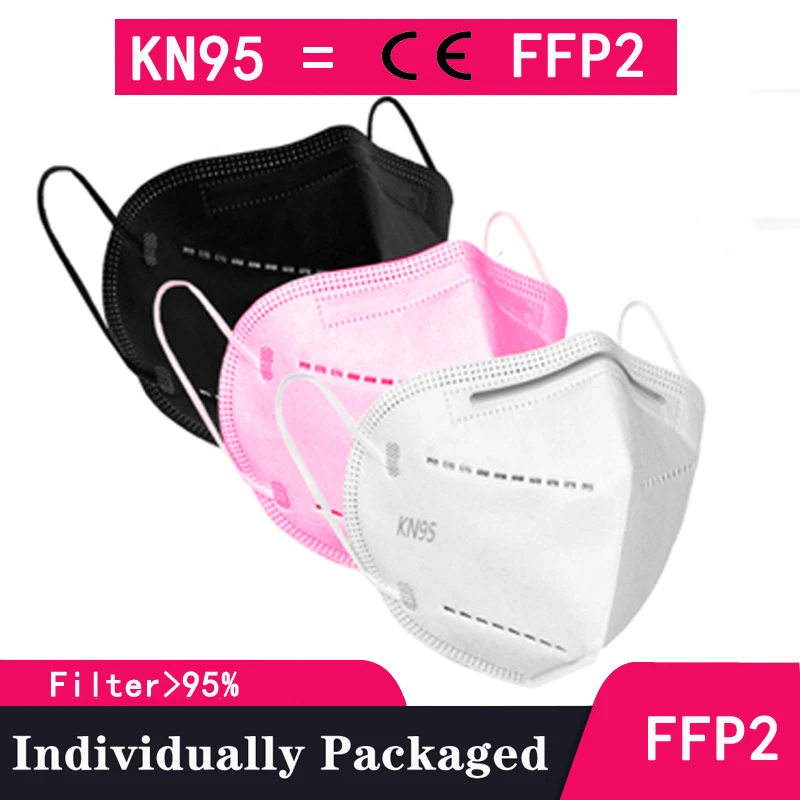 10-100 pieza máscara ffp2 sin válvula kn95 ffp 2 pm2.5 España máscaras ffp2mask CE máscara de filtro de protección anti polvo de máscara de la boca