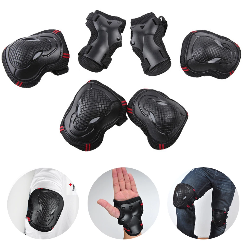 

6pcs/set Skating Protective Gear Set Bicycle Skateboard Ice Skate Cycling Riding Elbow Wrist Knee Protector for Adult Kids Gift
