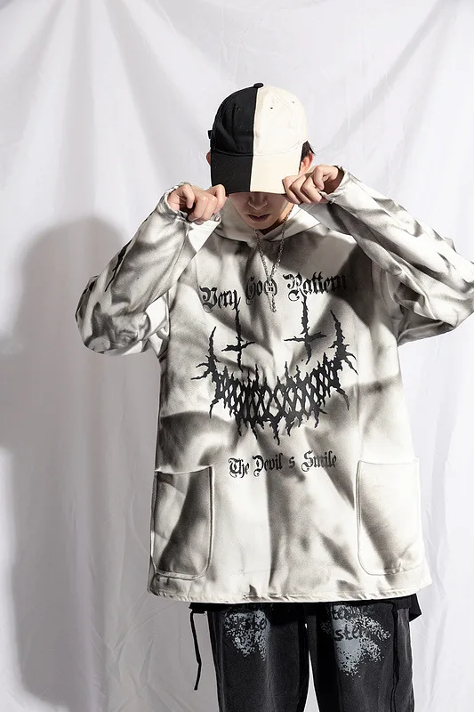 SEVEYFAN, мужские толстовки с капюшоном с надписью «Hi Street Smile Face Tie Dye», уличная одежда большого размера, свитшоты, плотный флисовый пуловер, мужские толстовки R3141