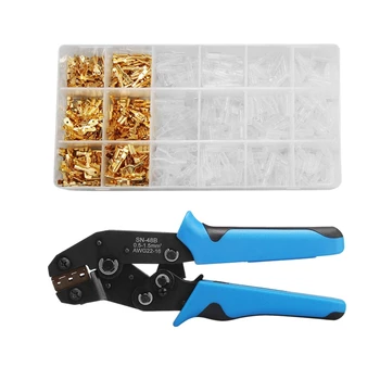 

Wire Terminals Crimping Tool, Professional Ratcheting Wire Terminal Crimper Tool with 300PCS Male and Female Wire Spade Connecto