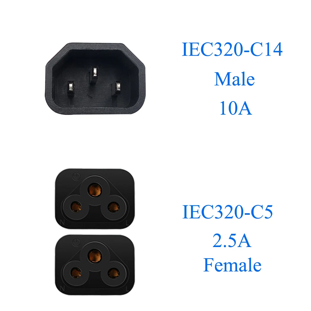 0,3 м/0.9FT IEC320 C14 до 2* C5 кабель питания, C14 3 зубец Мужской Двойной 3 отверстия C5 Женский Кабель-адаптер