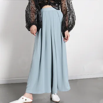 

Women High Waist Pants Wide Leg Loose Chiffon Casual Summer Pants Trousers 2020
