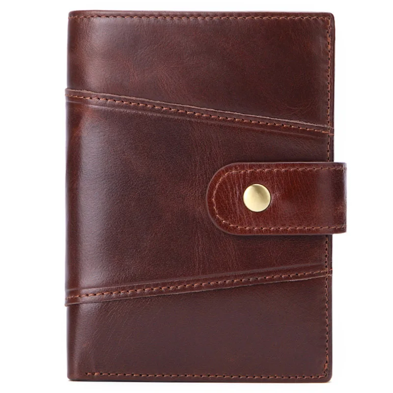 Wallets-Bag Purse-Fold Business-Card-Holder Vertical RFID Anti-Theft Vintage Genuine-Leather