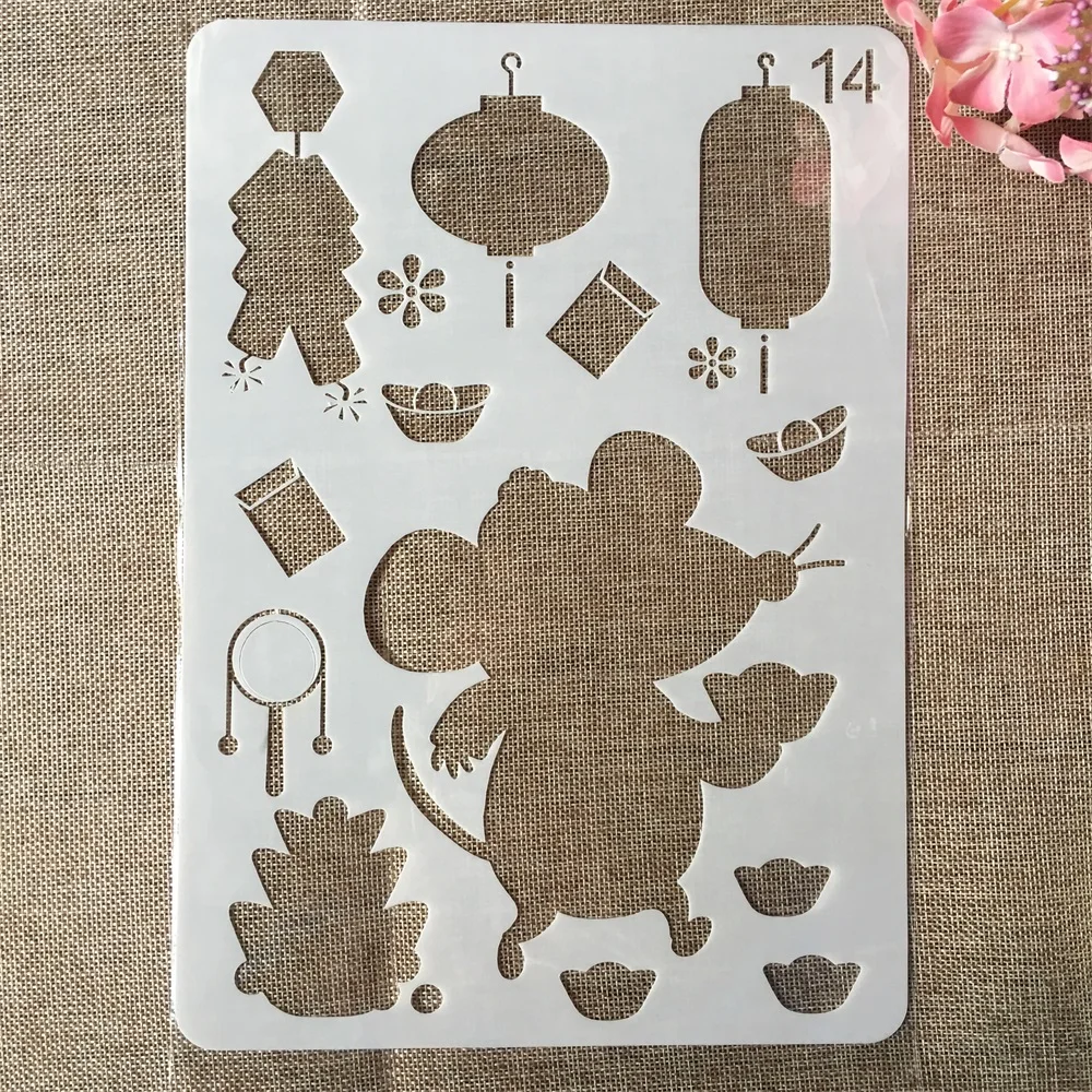 29cm A4 Cute Mouse Gold Ingot DIY Craft Layering Stencils Painting Scrapbooking Stamping Embossing Album Paper Card Template | Дом и сад