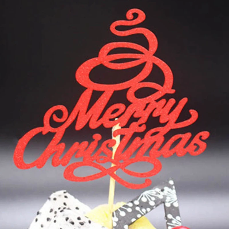 1 Pc Creative Merry Christmas Cake Flag Topper Multi Colors Cup Cake Flags For Xmas Party Cake Baking Decoration Supplies - Цвет: RD