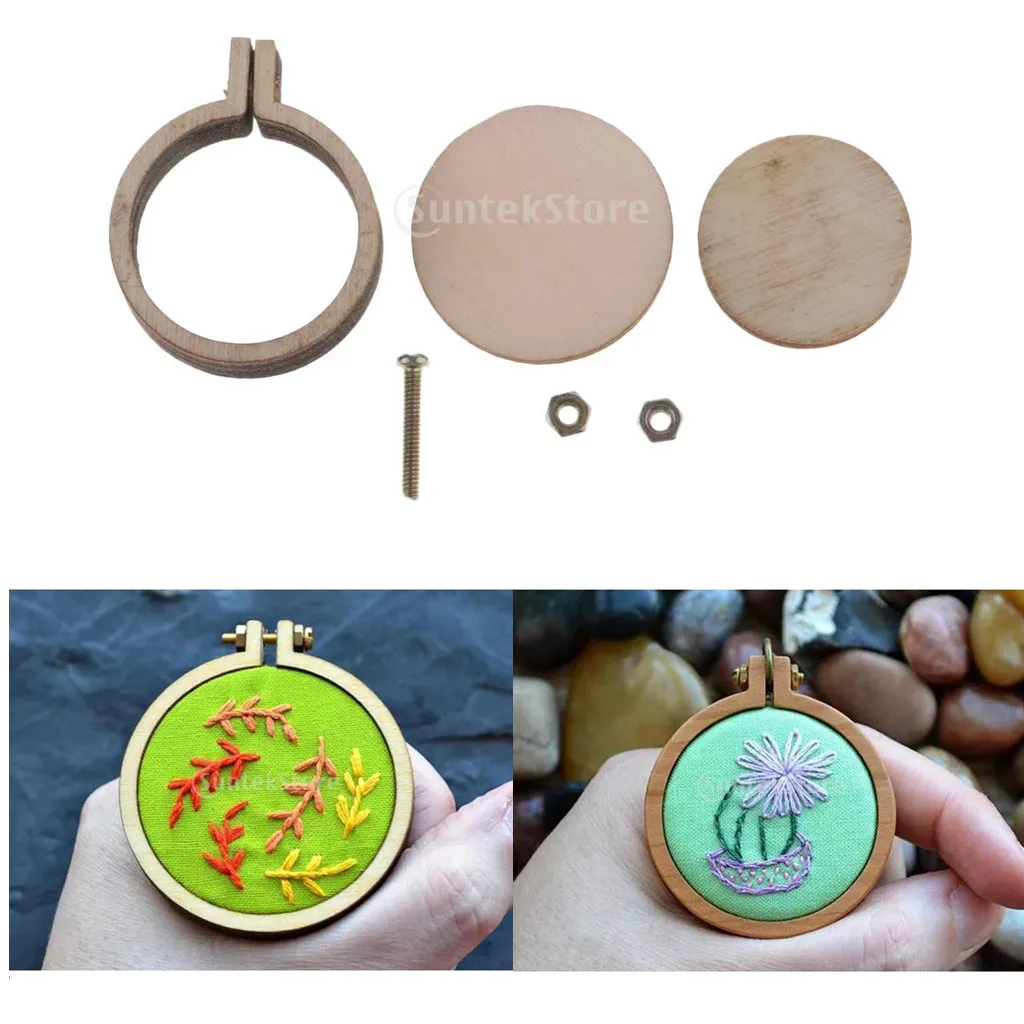 Mini Round Wooden Embroidery Frame Hoop for Adults Handicraft Lovers Mini Round Wooden Embroidery Frame Hoop for Adults Handicraft Lovers