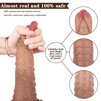 Realistic Dildo with Suction Cup Vaginal G-Spot Massage Anal Plug Sex Toy Huge Tongue Dildos Dragon Dildo Female Sex Toys 2