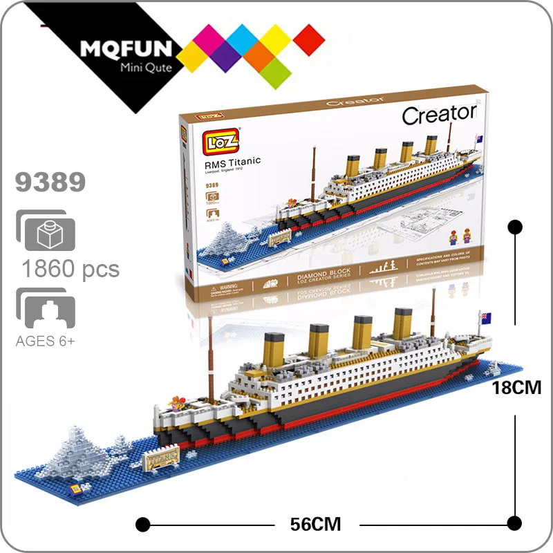 

LOZ Diamond Blocks Technic Bricks Building Blocks Toy RMS Titanic Ship Steam Boat Model Toys for Children Micro Creator 9389