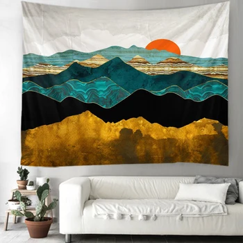 

Golden mountain red sun Mandala Tapestry Wall Hanging Bohemian Witchcraft Tapestry