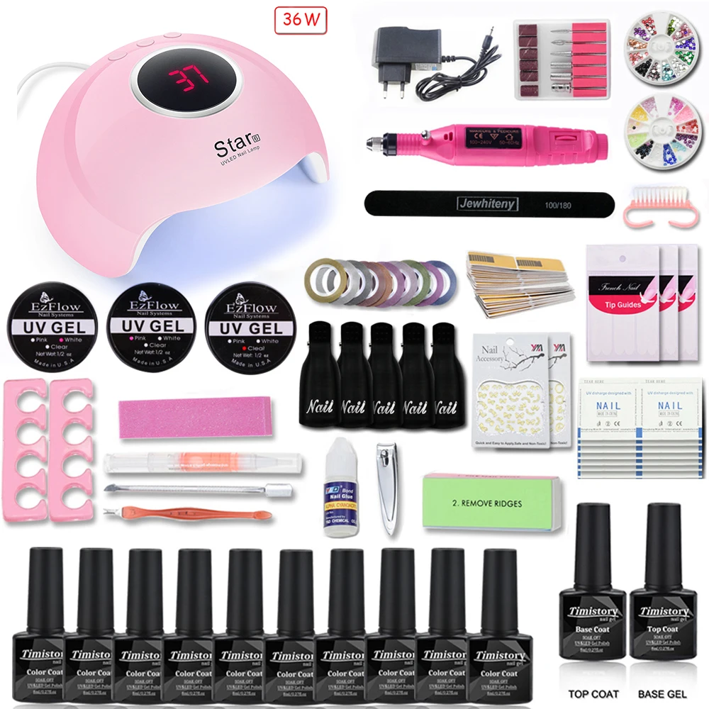 

Nail Set 36W Nail Dryer With 10pcs Nail Gel Polish Nail tools Kit Soak Off electric Nail drill machine Manicure Tools Set