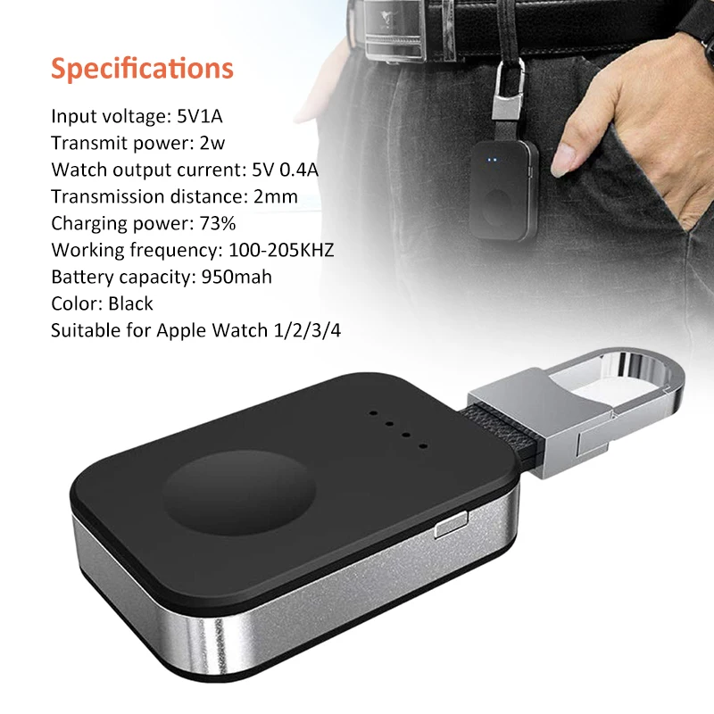 ASona Беспроводное зарядное устройство power Bank для i Watch 1 2 3 4 Портативный внешний мини-аккумулятор брелок для Apple Watch wireless Ch