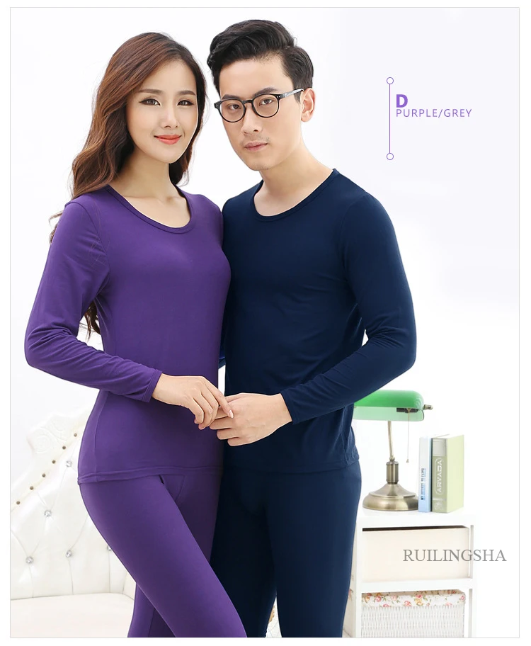 Women Men New Cotton Milled Thermal Underwear Winter Warm Long Johns Female Round Collar and Thin Underwear Suits