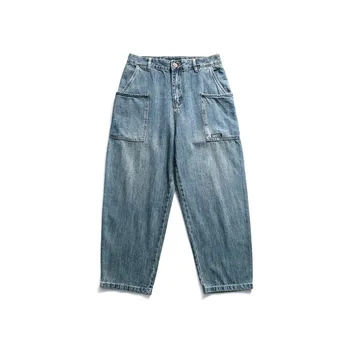 

EWQ / men's wear vintage all-match new denim Trousers Basics streetwear 2020 spring summer new blue Jeans with pockets 9Y1348