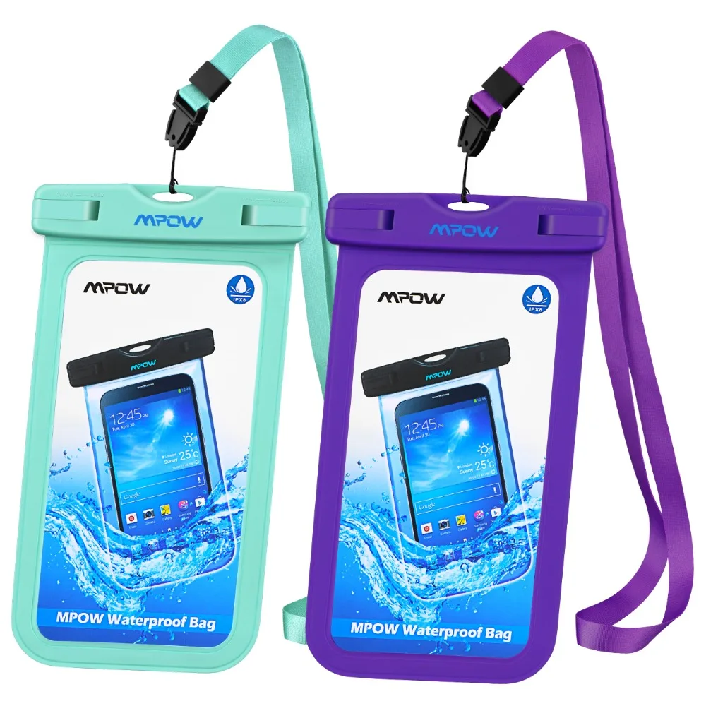 2 Pack Mpow IPX8 Waterproof Universal 6 inch Waterproof Phone Pouch Bag Sensitive Screen-Touch Cheapest Pouch For iPhone X87 (12)