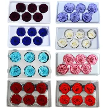 

Preserved Rose Flowers Immortal Rose 5-6cm Diameter Mothers Day DIY Valentine Wedding Eternal Life Flower Material Gift 6pcs/Box