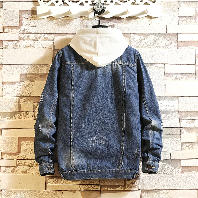 

19 Autumn New Style MEN'S Coat Popular Brand Men with Holes Cowboy Clothing Men's Fashion Loose Students Denim Jacket Men's