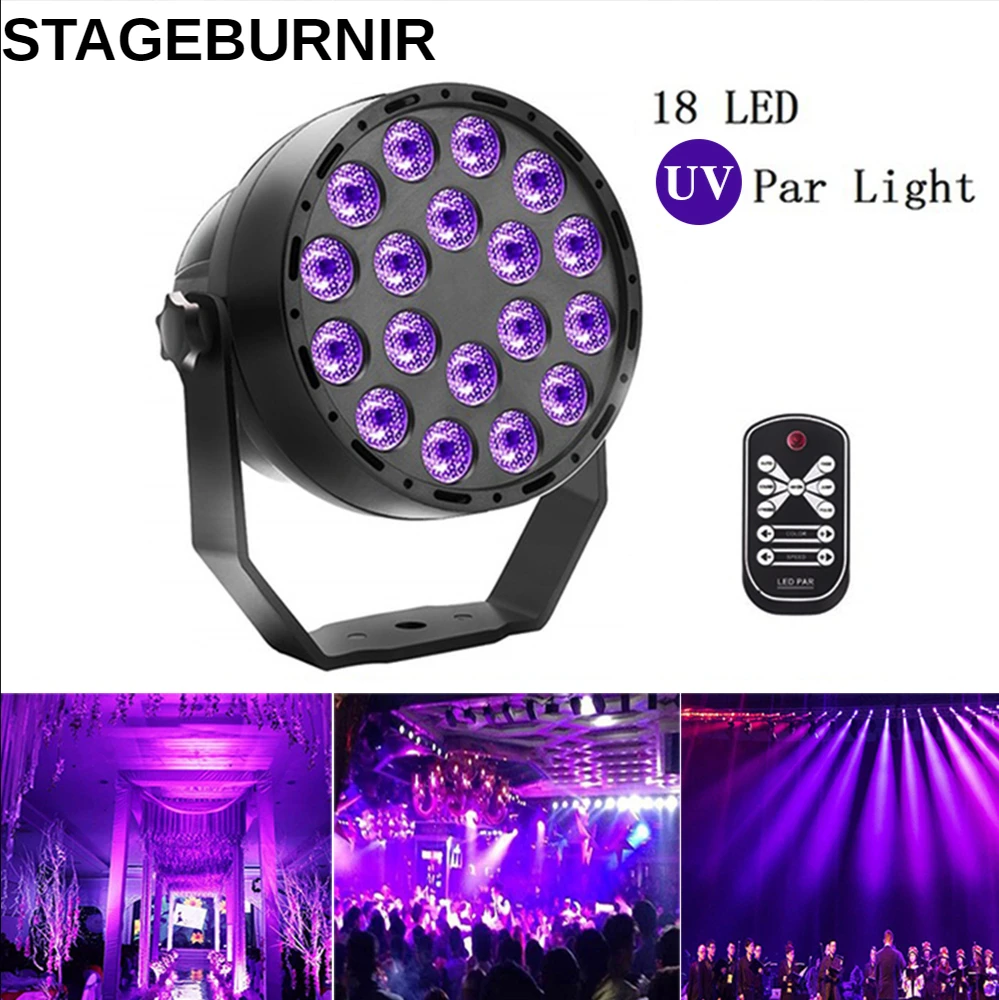 

18 LED UV lighting effects Professional DMX Stage Light Disco DJ Projector Machine Party with Wireless Remote Control laser