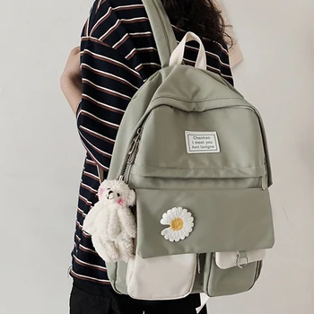 

College Student Cute Backpacks Women Flower Female Harajuku School Bags Book Kawaii Backpack Nylon Girl Trendy Bag Fashion