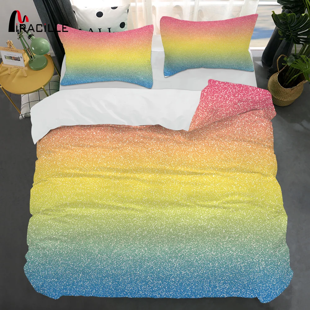 Miracille Gradient Rainbow Bedding Set Sheet Baby Full Sizes Bedroom Pillow Duvet Cover Sets Luxury Linen For Gift Soft Crib | Дом и сад