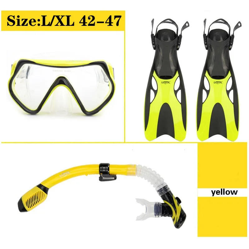 

Diving Mask Adult Diving Fins Set Professional Swimming Glasses Waterproof Goggles Men Women Tube Scuba Snorkeling Flipper