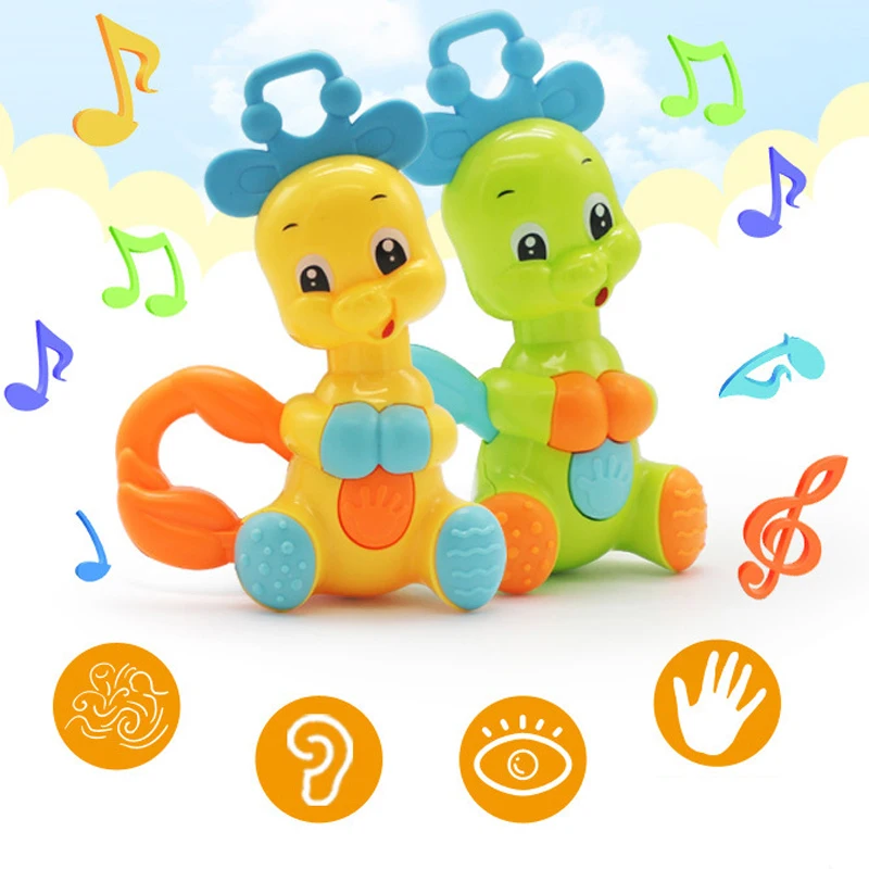 WARMOM Safe Baby Teether Toy Cartoon Animal Musical Toy Smart Early Education Children Toy Deer Elephant Shape ABS Safe Material