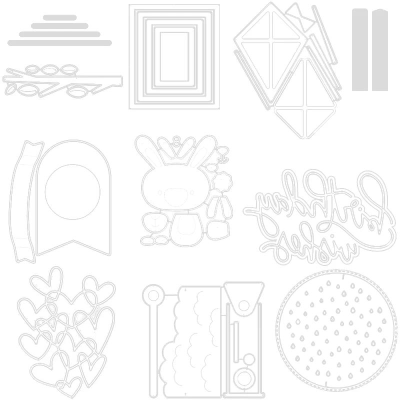 

Numerous Heart Trunk Rectangular Circle Frame Rabbit Metal Cutting Dies DIY Scrapbooking Album Embossing Paper Card 07