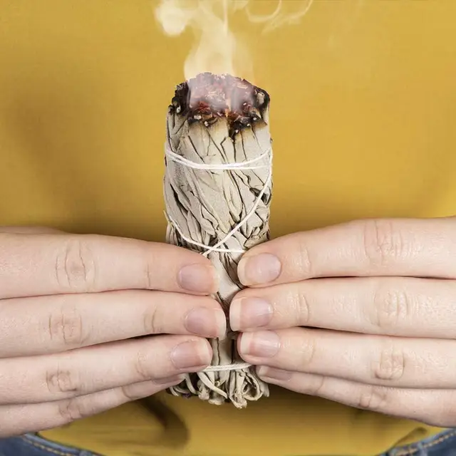40 G Fehér Zsálya -Köteg Foltos Bot Tisztítás Otthoni Légfrissítő Spirituális Füstölő Égés A Meditáció Gyógyulására Air Frissítő - Image 2