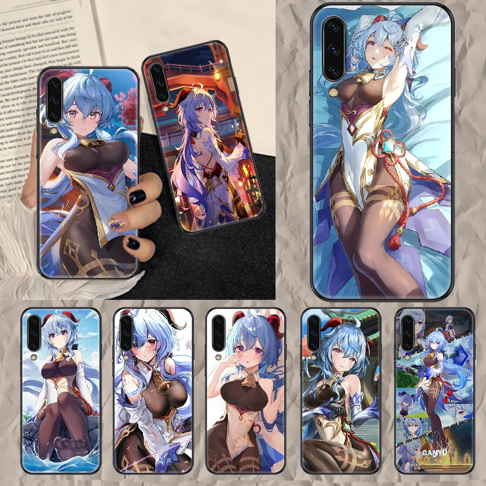 Чехол-накладка Ganyu Genshin для Samsung Galaxy A 3 5 7 8 10 20 21 30 40 50 51 70 71 E S 2016 2018 4G черный бампер из