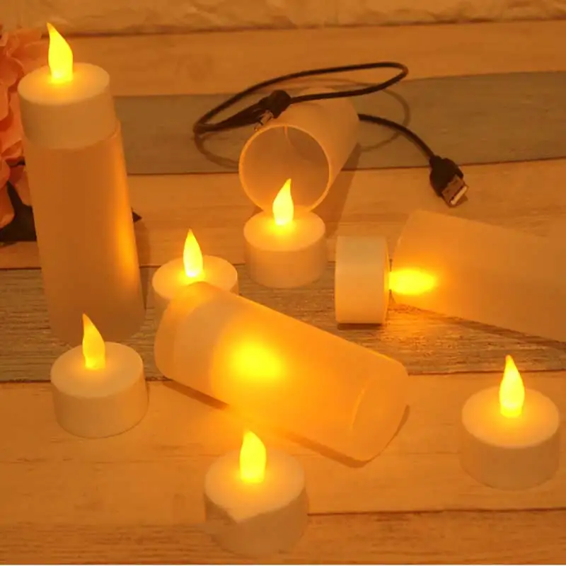 Перезаряжаемые через USB электронные свечи декоративные Чайные светодиодные без