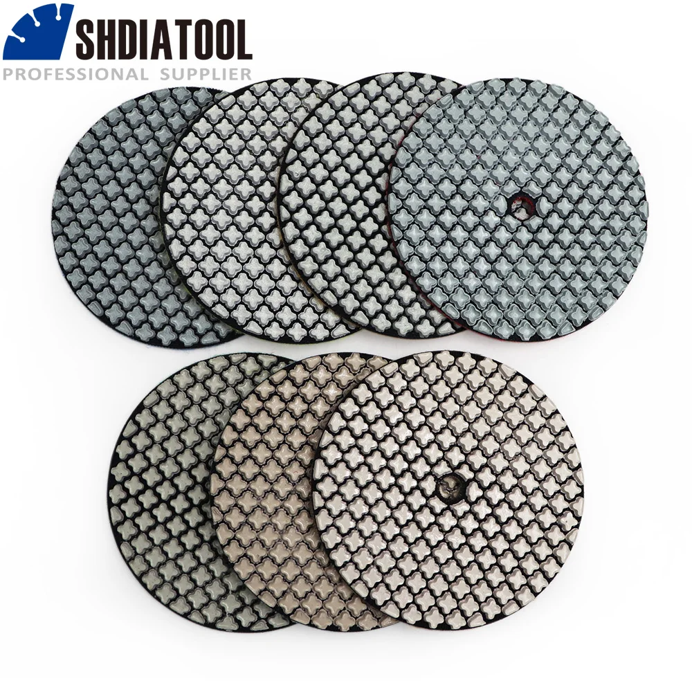 

SHDIATOOL 7pcs/set Dia 4inch/100mm Diamond Wet or Dry Polishing Pads Premium Quality Resin Bond Sanding Discs