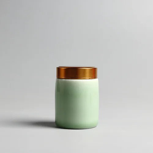 Celadon с металлической откручивающейся крышкой мини-чай может небольшой удобный для путешествий отель небольшой горшок Чайная Коробка керамическая пудра Румяна органайзер для помад бак - Цвет: B