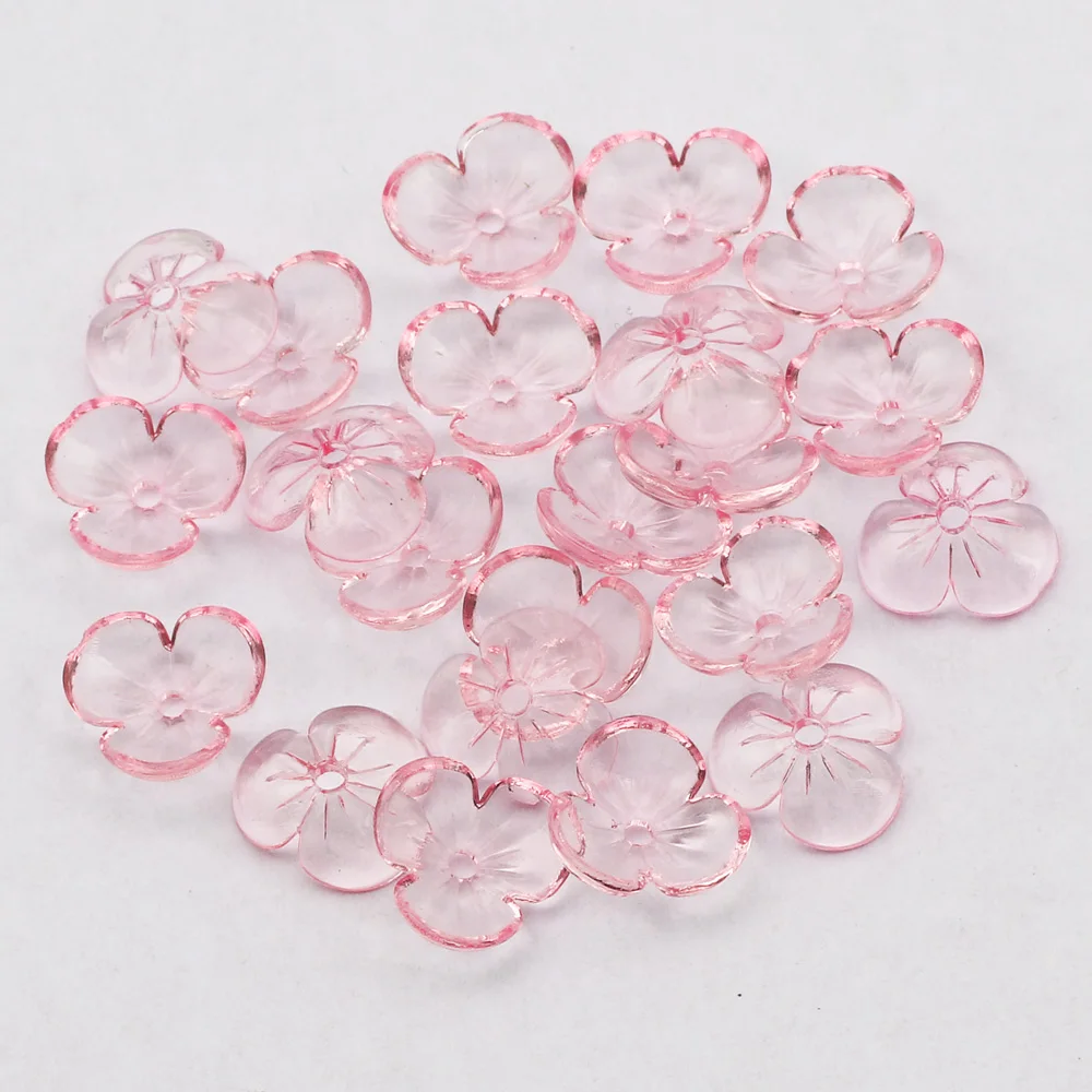 200pcs 10mm Pink Transparent Flower Caps Acrylic Beads Loose spacer For Jewelry Making DIY Handmade Necklace Accessories | Украшения и