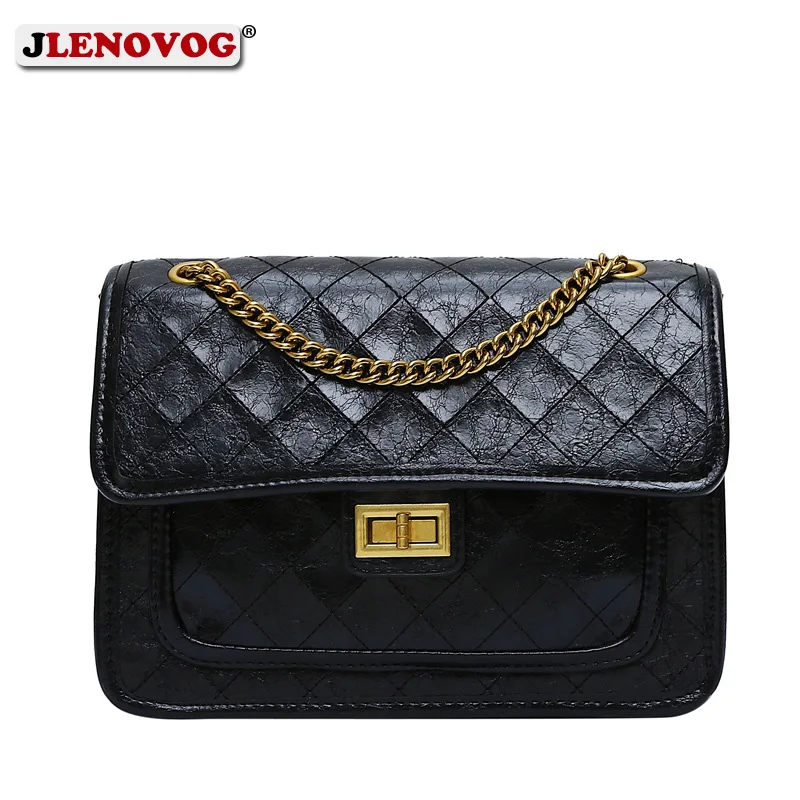 

2019 Medium Designer Handbags Women Bag PU Leather Black Classic Quilted Chain Bag for Women Double Flap Crossbody Shoulder Bags