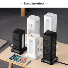 Prise électrique type tour d'alimentation avec fonction de charge, prise verticale, batterie au Lithium, lampe de Table, bande USB multifonction