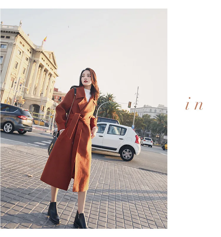Новинка Осень-зима, женское модное уличное розовое шерстяное пальто, куртка, японское женское плотное шерстяное пальто, длинное пальто