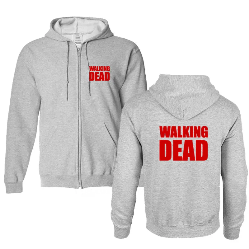 The Walking Dead Толстовки мужские толстовки с принтом Мужские толстовки теплые мужские куртки повседневные толстовки на молнии зимние пальто - Цвет: gray