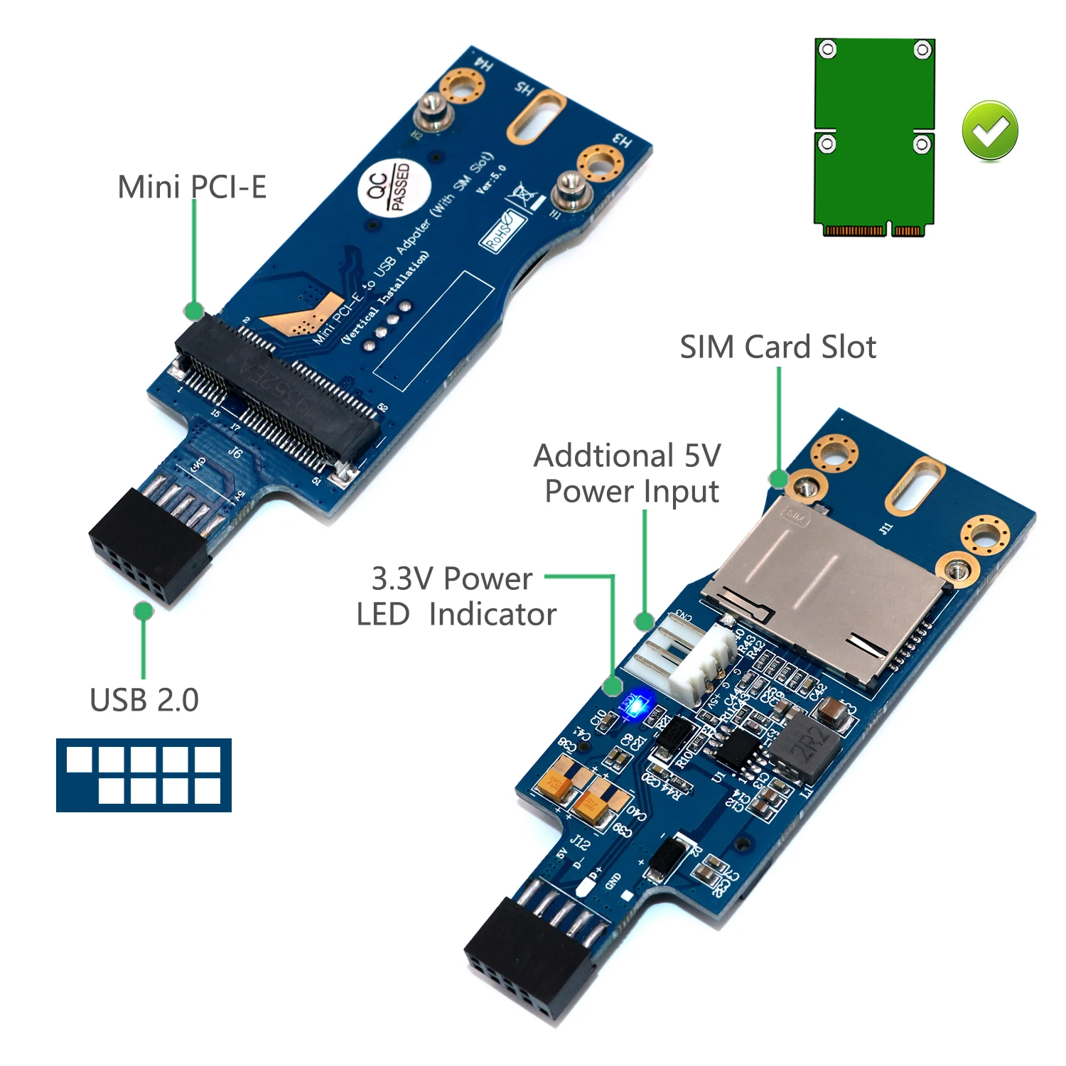 Мини PCI-E беспроводной к USB с слотом для sim-карты WWAN LTE модуль адаптер карта для рабочего стола Встроенная система USB 9Pin мини PCI-E адаптер