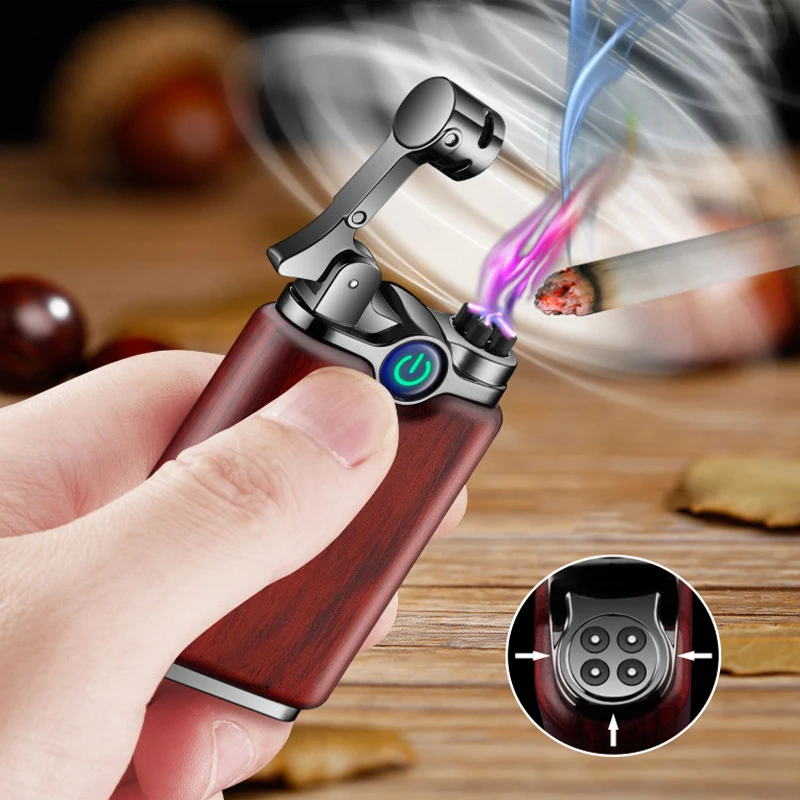 

Sandalwood Rechargeable USB Electric Lighter Dropship Suppliers Smoking Accessories Touch Sensor Plasma Lighters Men's Gift