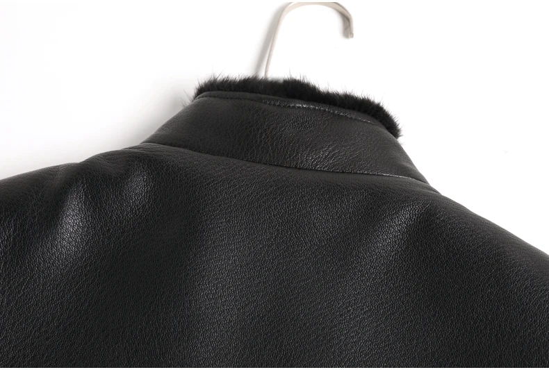 AYUNSUE Genuine Leather Jacket Men Deerskin Leather Coat Natural Mink Fur Lining Winter Luxury Mens Mink Coats 021 KJ3808