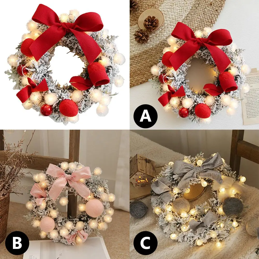 Best 30cm Wall Hanging Christmas Wreath Lighting For Xmas Party Door Garland Ornament Home Decor Holiday Accessories Free Ship
