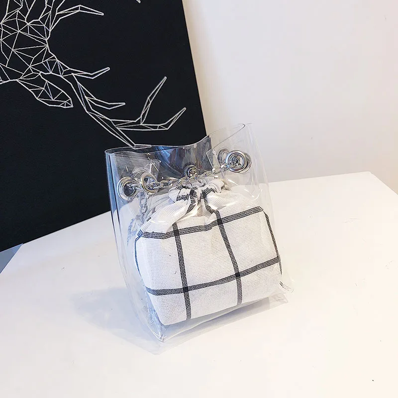 

Summer Small WOMEN'S Bag 2019 New Style PVC Transparent Different Size Bags Trend Versatile Shoulder Transparent Chain Shoulder